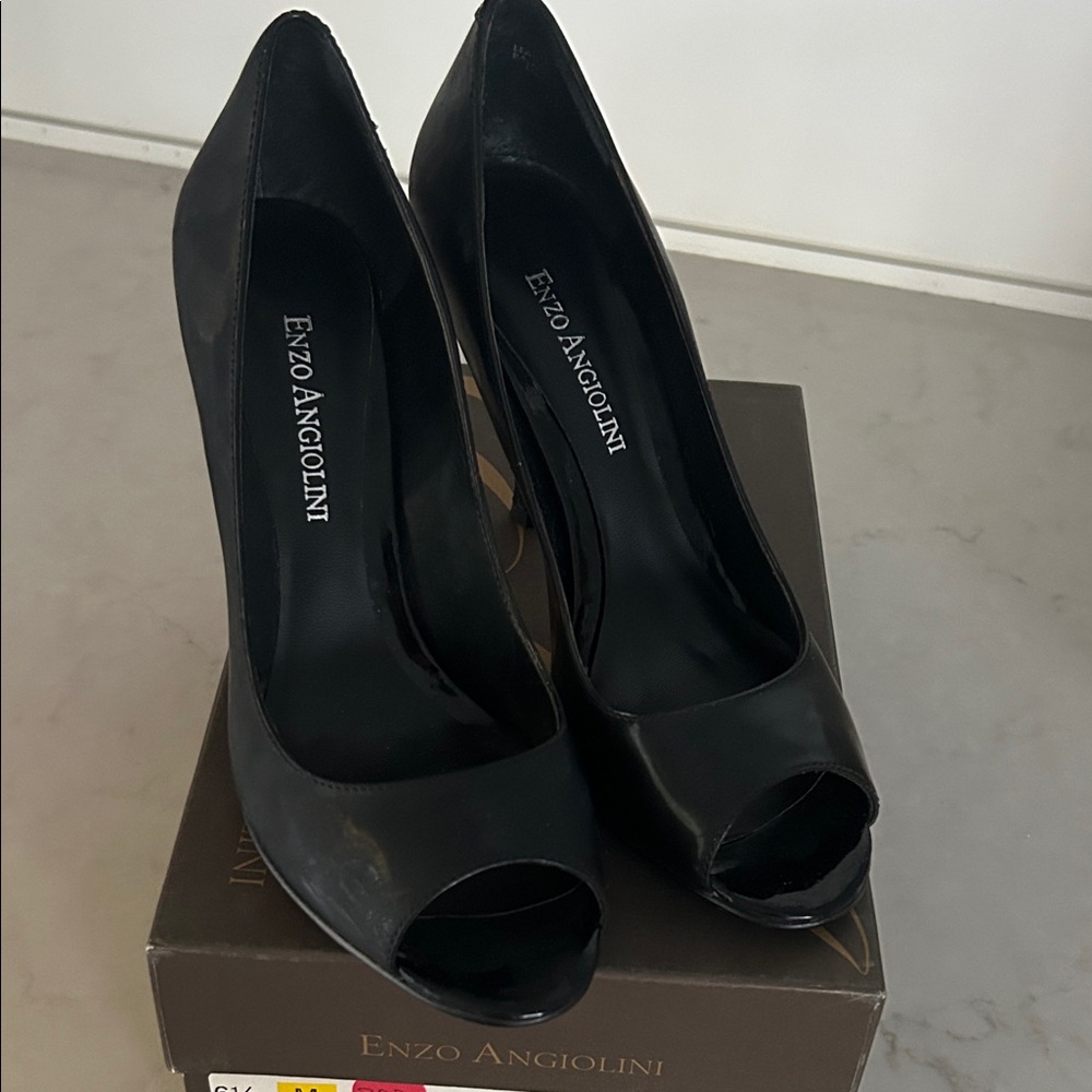 Enzo Angiolini Classic Black Peep Toe Heels